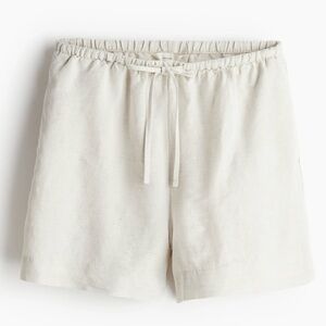 H&M - LINEN BLEND CREAM drawstring, HIGH RISE SHORTS 🩳